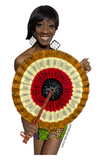 Extra large African Print Leather Hand Fan