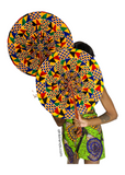 Set of 2 Extra large African Print Leather Fans