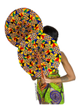 Set of 2 Extra large African Print Leather Fans