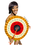 Extra large African Print Leather Hand Fan