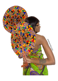 Set of 2 Extra large African Print Leather Fans