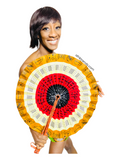 Extra large African Print Leather Hand Fan
