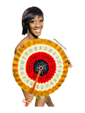Extra large African Print Leather Hand Fan