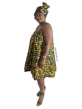 Ankara Spaghetti Strap Swing Flowy Summer With Matching Headwrap
