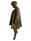 Ankara Spaghetti Strap Swing Flowy Summer With Matching Headwrap