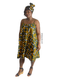 Ankara Spaghetti Strap Swing Flowy Summer With Matching Headwrap