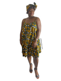 Ankara Spaghetti Strap Swing Flowy Summer With Matching Headwrap