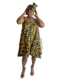 Ankara Spaghetti Strap Swing Flowy Summer With Matching Headwrap