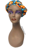 Orange African Print Full Headwrap