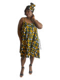 Ankara Spaghetti Strap Swing Flowy Summer With Matching Headwrap