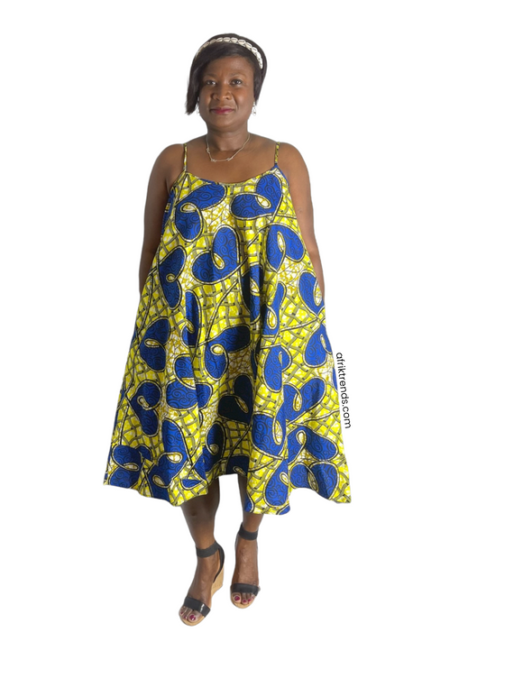 Ankara African Dress With Matching Headwrap
